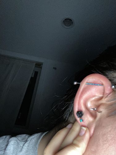 Customer photo review of Acrylic Rose Cartilage/Tragus Ring