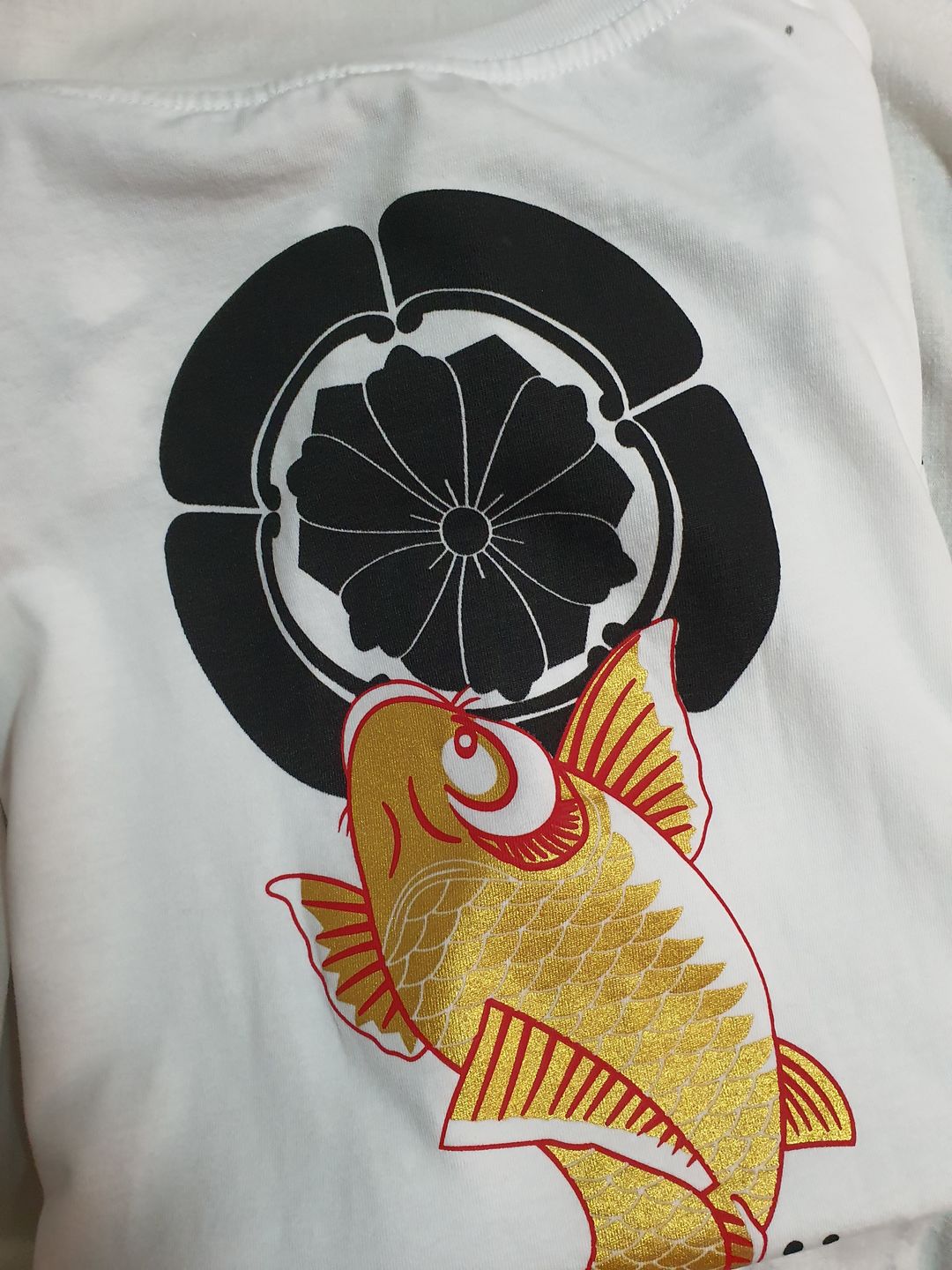 Customer photo review of The Golden Koi Painted T-shirt