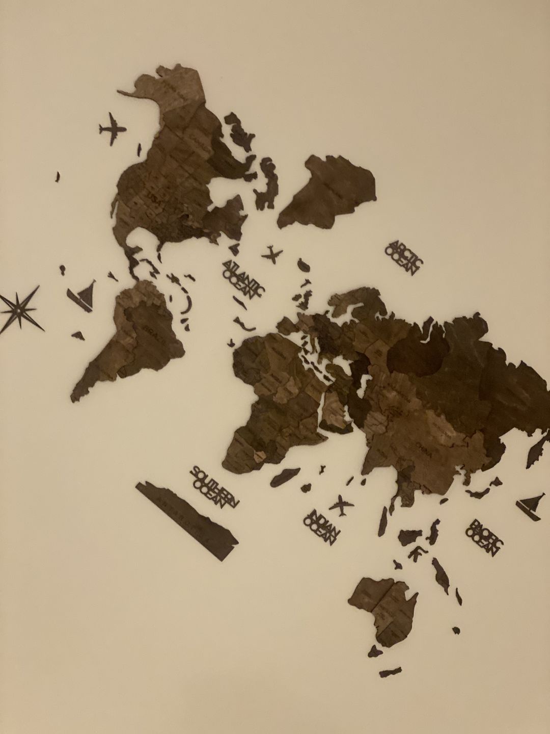 Customer photo review of Mappa del Mondo 3D in Legno Noce Scuro