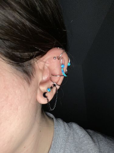 Customer photo review of Opal Flat Top Steel Cartilage/Tragus Ring