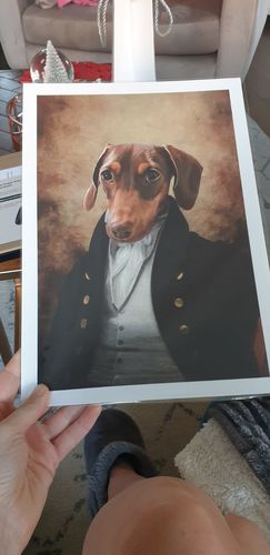 Customer photo review of The Baron - Custom Vintage Pet Portrait