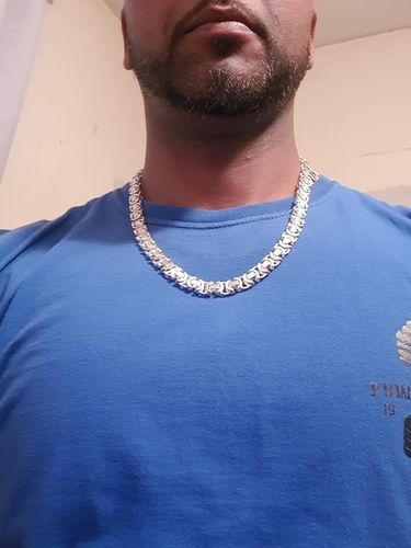 Customer photo review of 26 inch 11mm Mens Flat Byzantine Chain Necklace 925 Sterling Silver 126GR