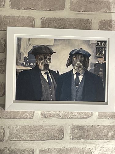 Customer photo review of Peaky Blinders 2 Pets (Male) – Custom Pet Portrait