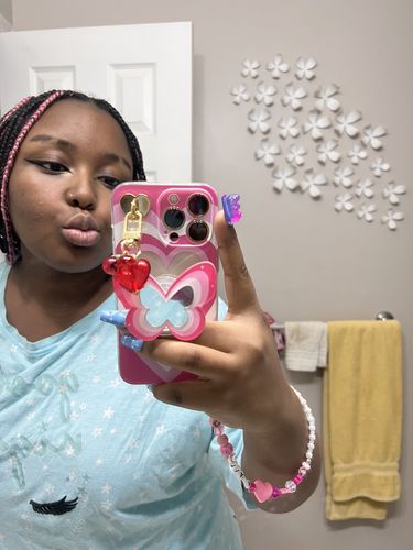 Customer photo review of Cute Heart iPhone Case with Butterfly Holder