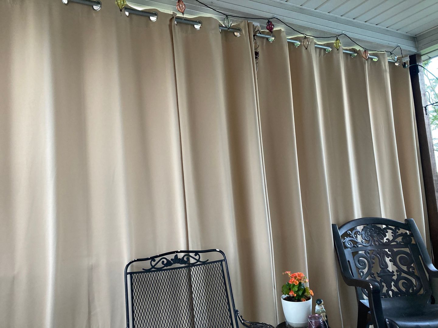 Customer photo review of Outdoor Curtains Waterproof Material Patio Outdoor Curtains Top & Bottom Grommet Drapes, 1 Panel
