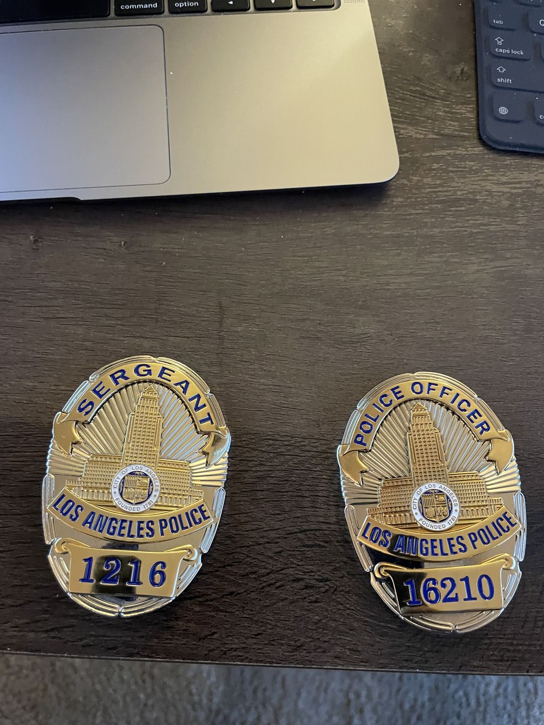 Customer photo review of LAPD Los Angeles Sergeant Police Badge Solid Copper Replica Movie Props With Number 1216