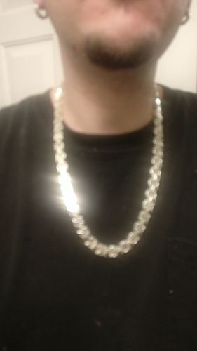 Customer photo review of 26 inch 11mm Mens Flat Byzantine Chain Necklace 925 Sterling Silver 126GR