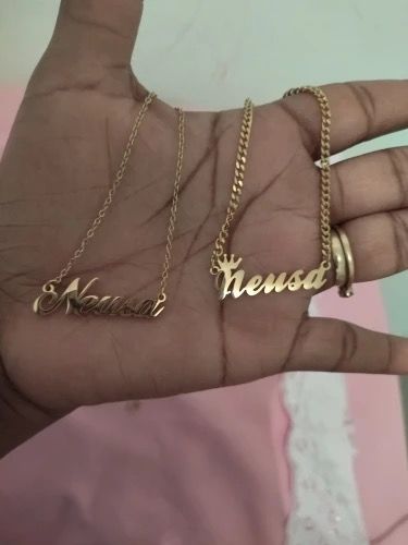 Customer photo review of Chunk Cuban Link Name Necklace