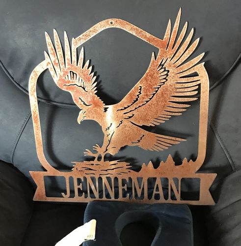 Customer photo review of Eagle's Nest Personalized Sign