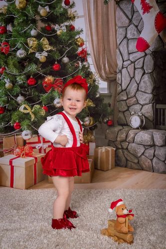 Customer photo review of Red & White Ruffle Romper Set