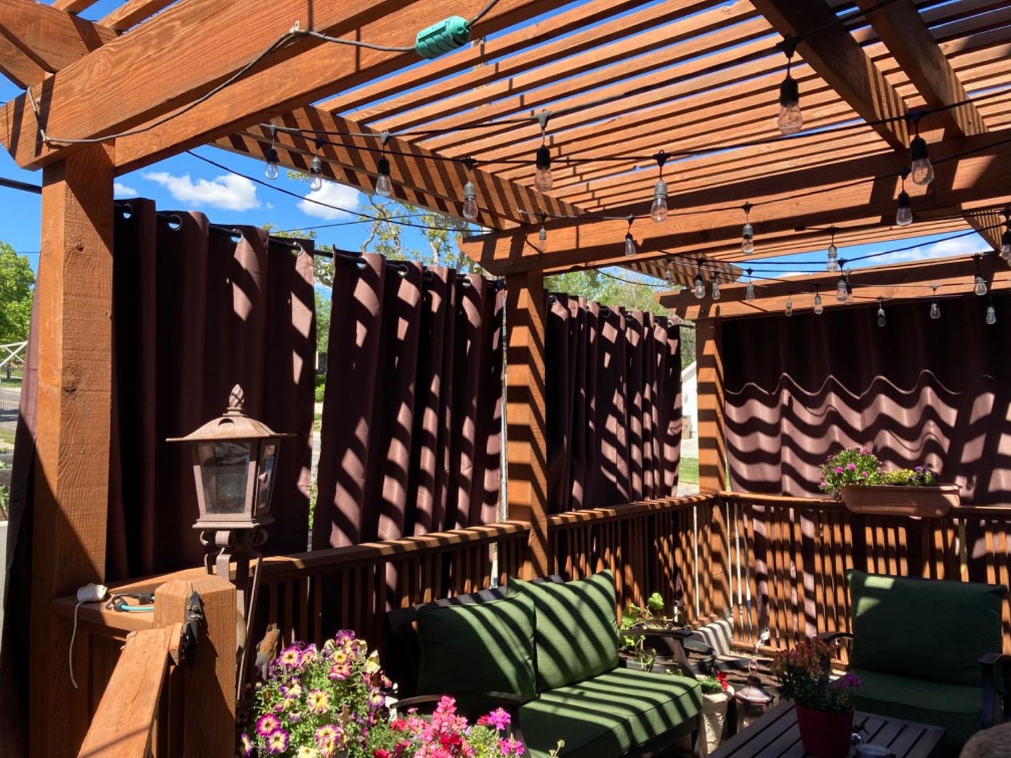Customer photo review of Outdoor Curtains Waterproof Material Patio Outdoor Curtains Top & Bottom Grommet Drapes, 1 Panel