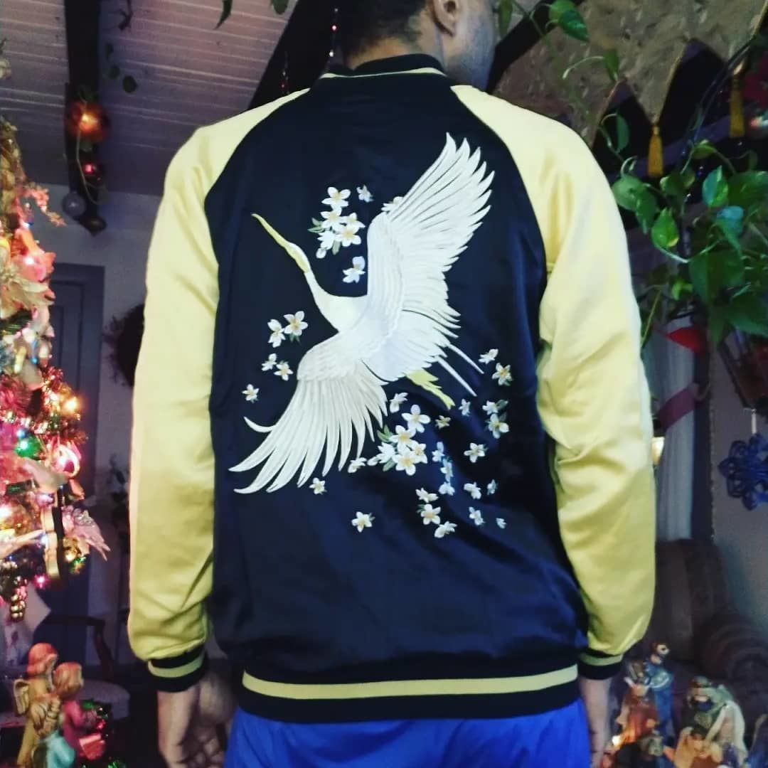 Customer photo review of Flowers & Crane Sukajan Souvenir Jacket [Reversible]