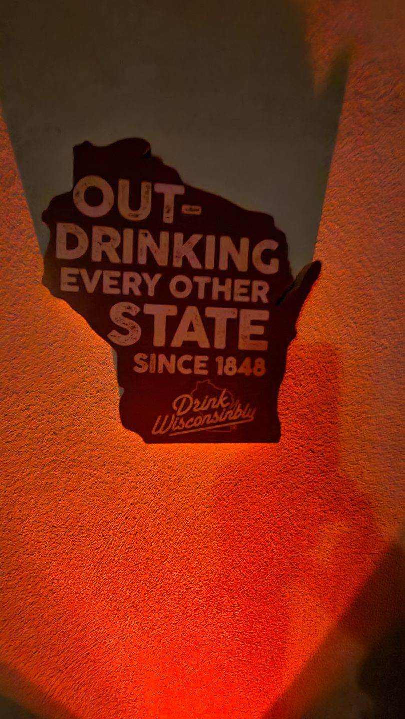 Customer photo review of "Outdrinking" Red Wooden Sign