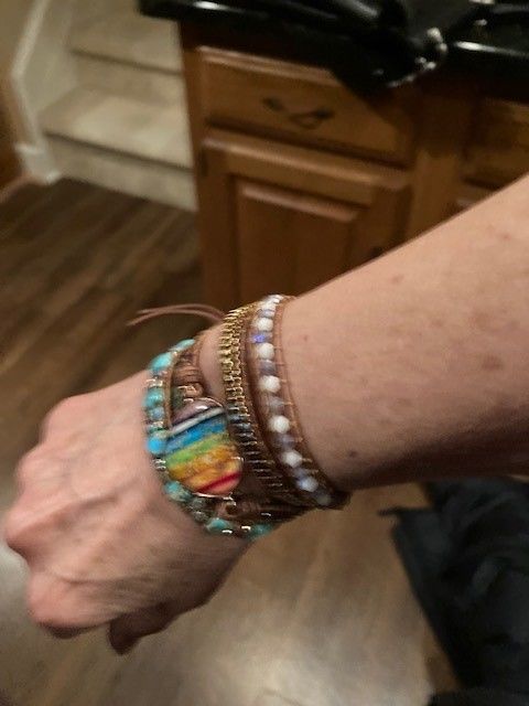 Customer photo review of Rhodonite Love Protection Wrap Bracelet