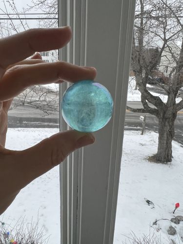 Customer photo review of Blue Aura Quartz Sphere