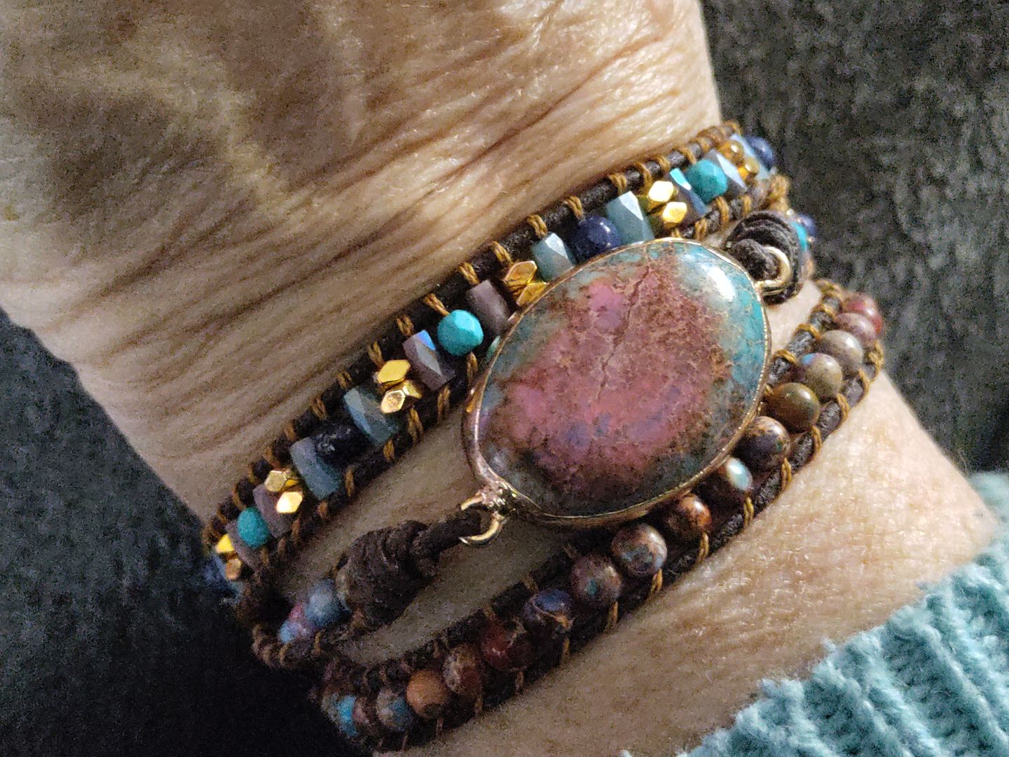 Customer photo review of Intense Emperor Jasper Wrap Bracelet