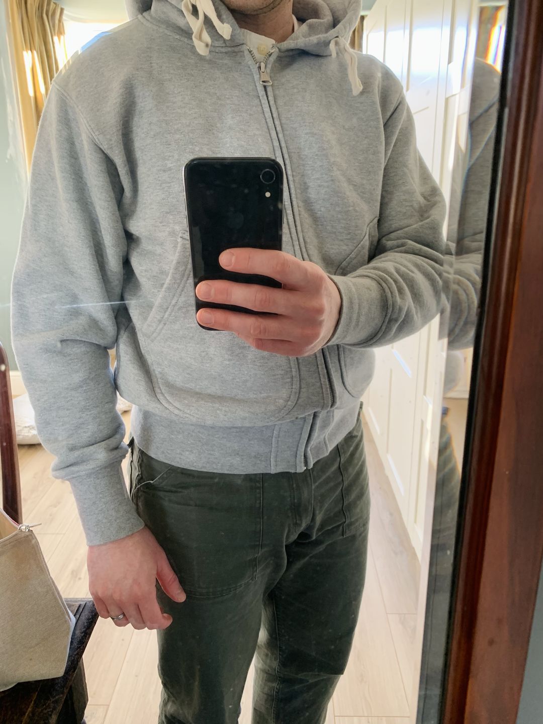 Customer photo review of 17.5 oz Terry Cloth Full-Zip Hoodie - Gray