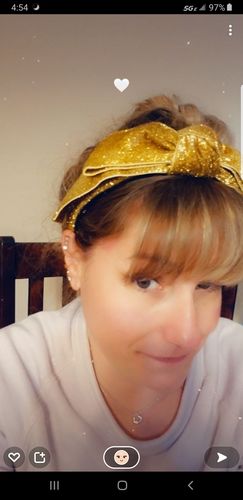 Customer photo review of *PRE-ORDER* GOLD SHIRLEY WIDE RIBBON HEADBAND