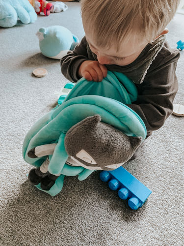 Customer photo review of Personalized Superhero Doll Boy Backpack
