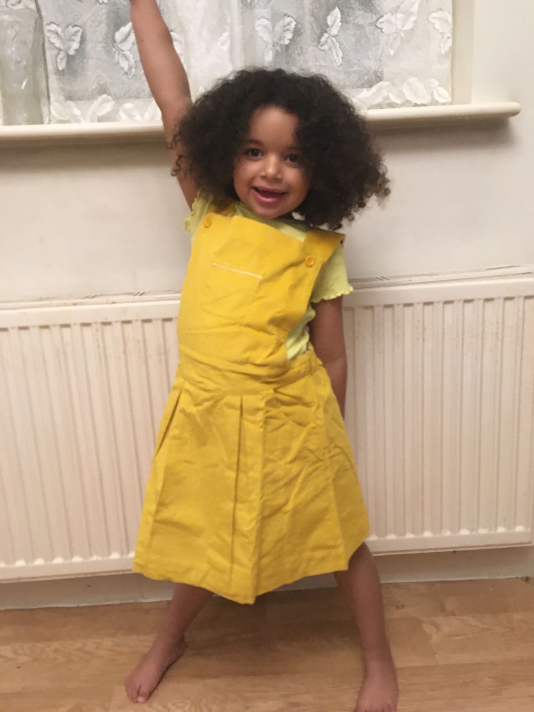 Customer photo review of Gold Woodland Adventure Pinafore Dress