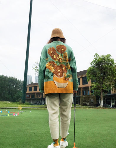 Customer photo review of Van Gogh Sunflowers Knit Cardigan