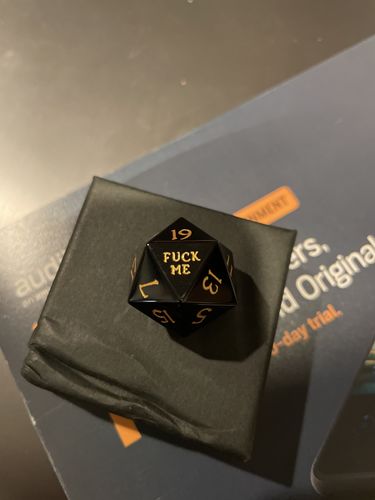 Customer photo review of Black Obsidian Gemstone DnD Set F*ck Me F*ck You Dice