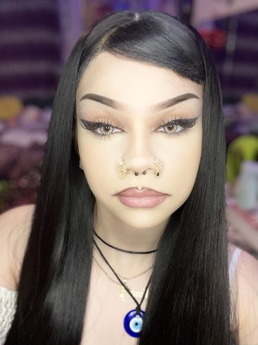 Customer photo review of EYEVOS Crystal Ball Grey Colored Contact Lenses