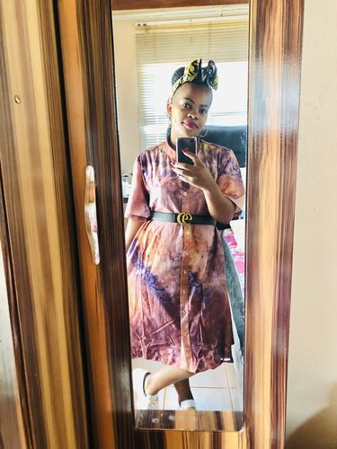 Customer photo review of Tie Dye High-Low Shirt Dress