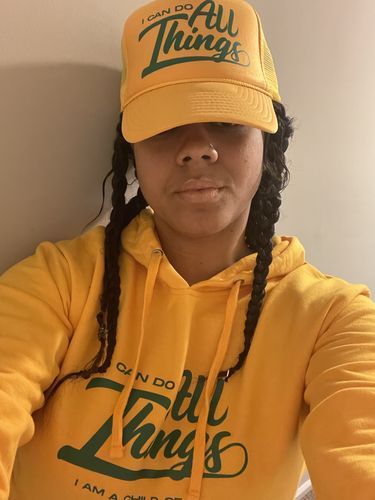 Customer photo review of God`s Child Oakland "I Can Do All Things" Hoodie