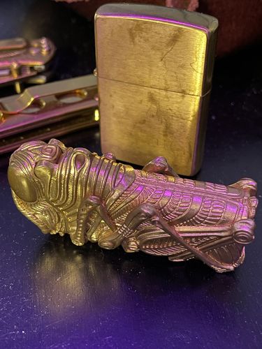 Customer photo review of Cricket Lighter Case | Brass