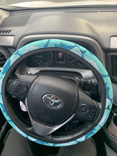 Customer photo review of Dolphins In The Ocean Pattern Print Car Steering Wheel Cover