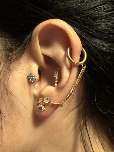 Customer photo review of Piercing Cadena con Zirconia
