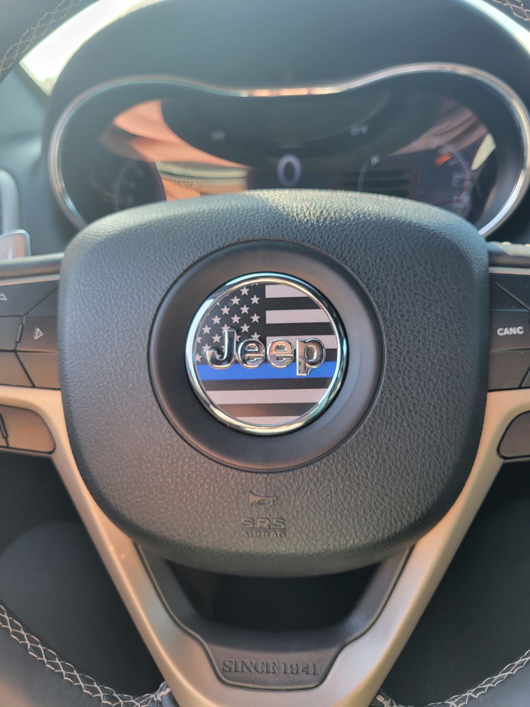 Customer photo review of First Responder Flag Steering Wheel Decal for Jeep
