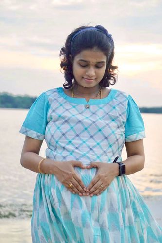 Customer photo review of Cream and Blue Anarkali