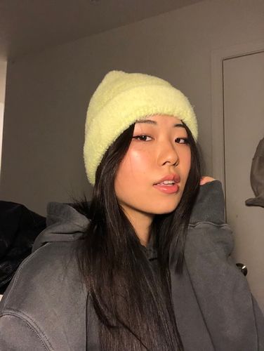 Customer photo review of Metal Letter Decor Beanie