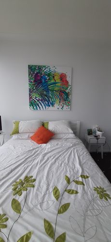 Customer photo review of Bird Buddies - Canvas Print ART - CN136 - 100x100cm