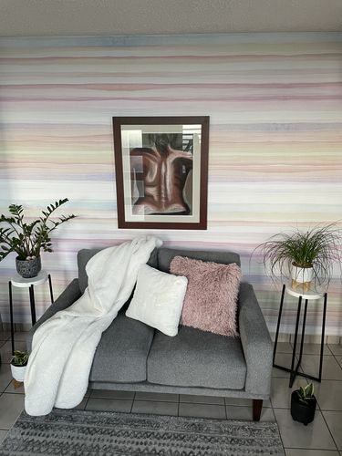 Customer photo review of Wallpaper Removable Wallpaper Peel and Stick Wallpaper Wall Paper Wall Mural - Watercolor Flowers - Watercolor Leaves - B519