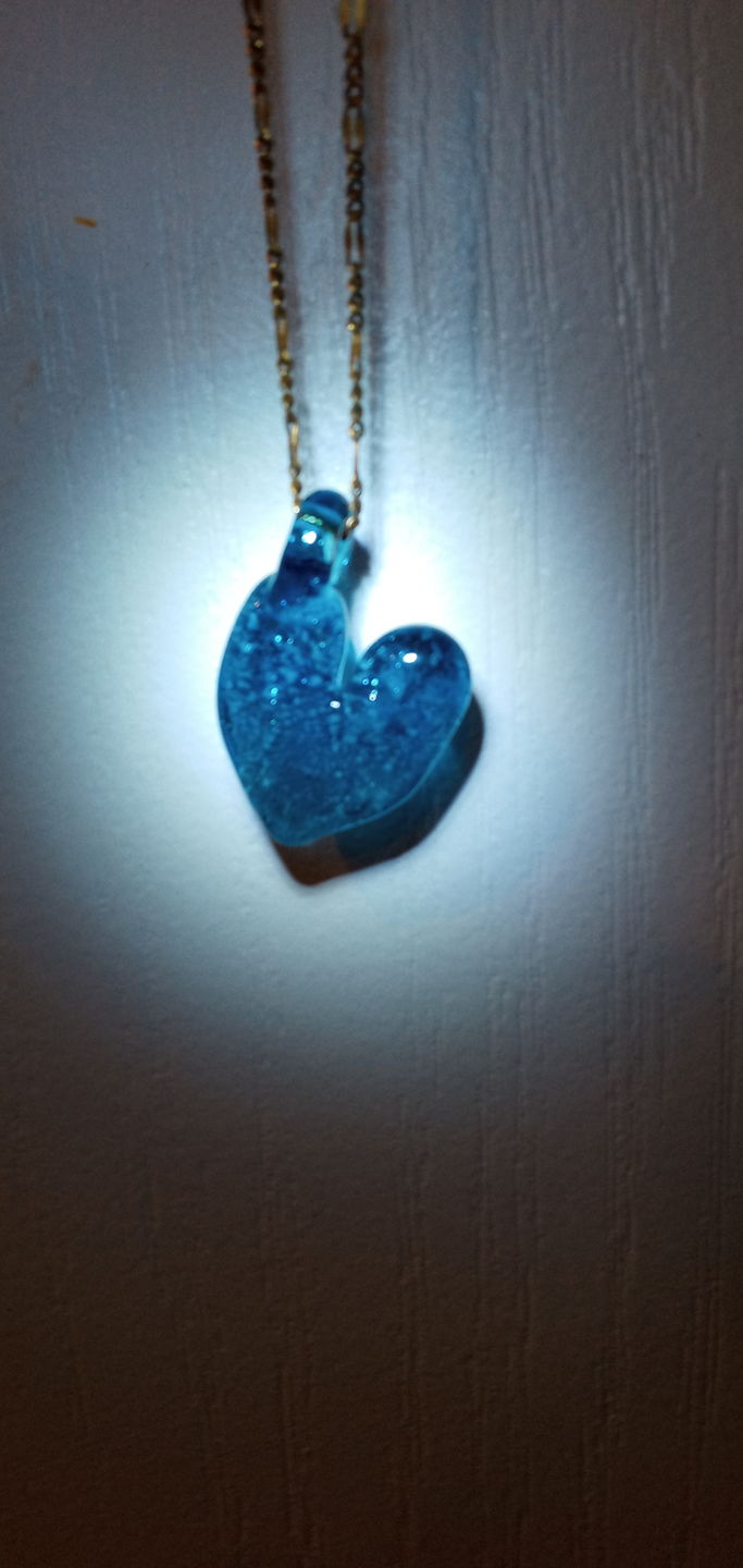 Customer photo review of Translucent Heart Pendant with Cremation Ashes