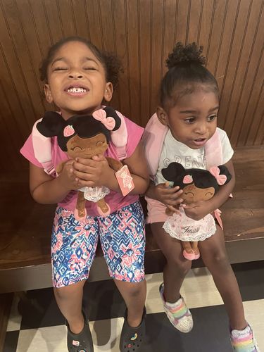 Customer photo review of Leyadoll Personalized Name Doll Backpack (Strawberry) Dark Skin Tone Black Baby Doll