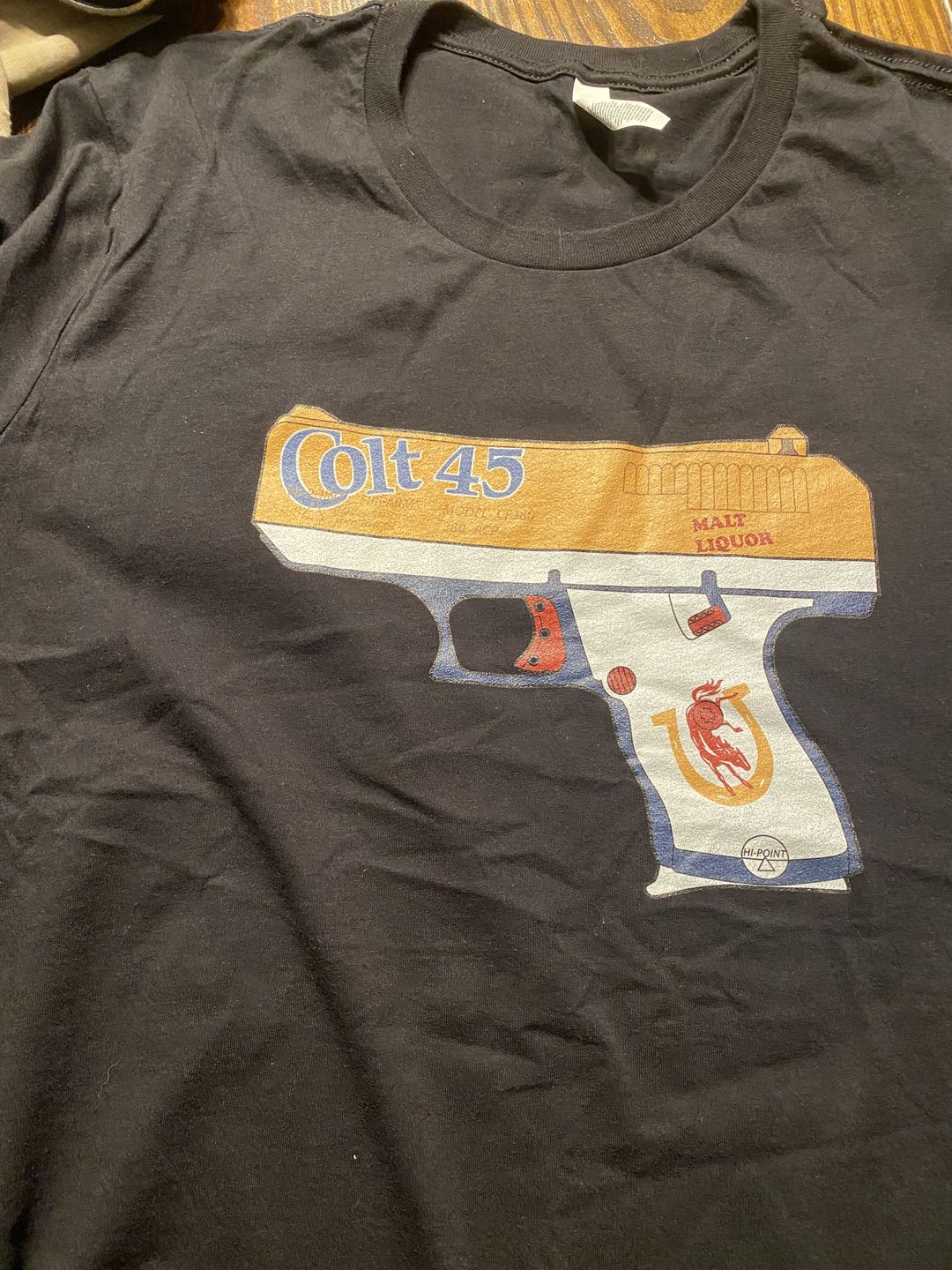 Customer photo review of Hi-Point Colt 45 T-Shirt