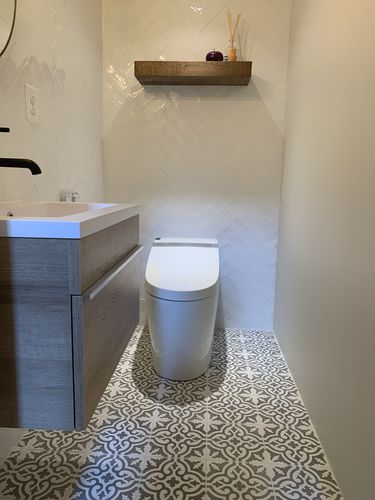 Customer photo review of Trough Floating Vanity