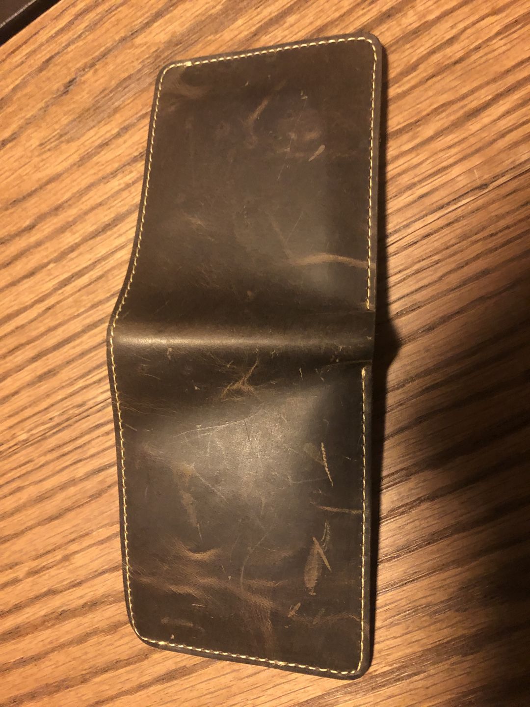 Customer photo review of Brown Full Grain Leather Minimalist Wallet