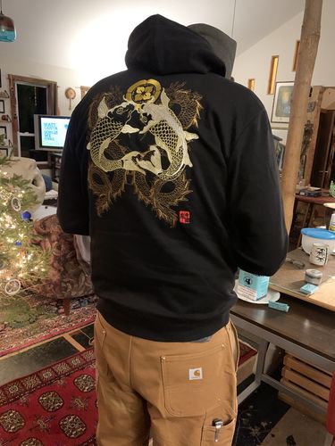 Customer photo review of Double Koi & Dragon Embroidered Sukajan Hoodie
