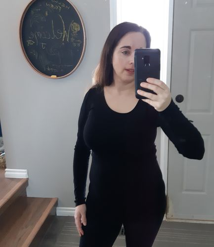 Customer photo review of Bamboo Long Sleeve Scoop Top (Black)