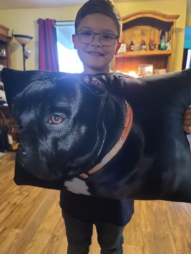 Customer photo review of Create A Custom Dog Pillow