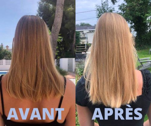 Customer photo review of Spray éclaircissant artisanal pour des mèches naturelles
