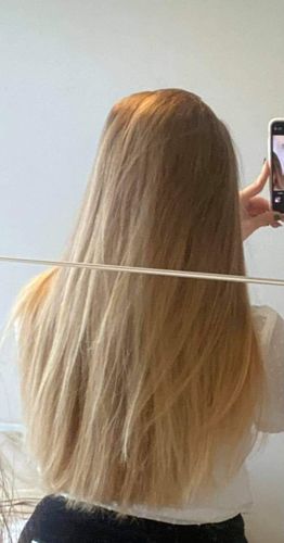 Customer photo review of Spray éclaircissant artisanal pour des mèches naturelles