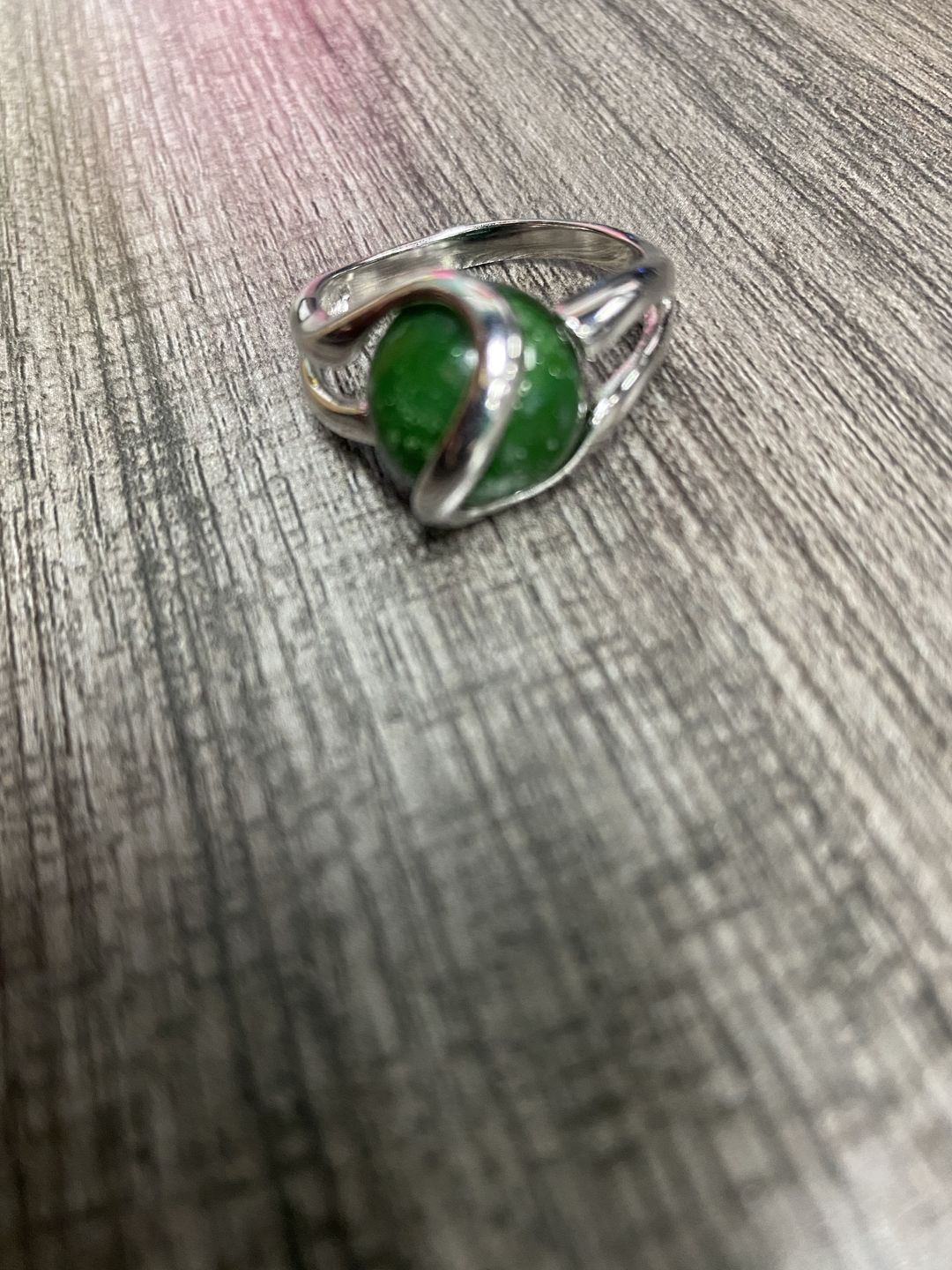 Customer photo review of Sterling Silver Ring with 12mm Infused Glass Marble