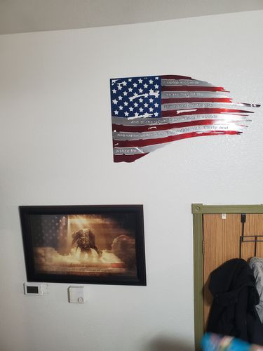 Customer photo review of Tattered Pledge of Allegiance Flag / Yard Sale Item (as is condition)