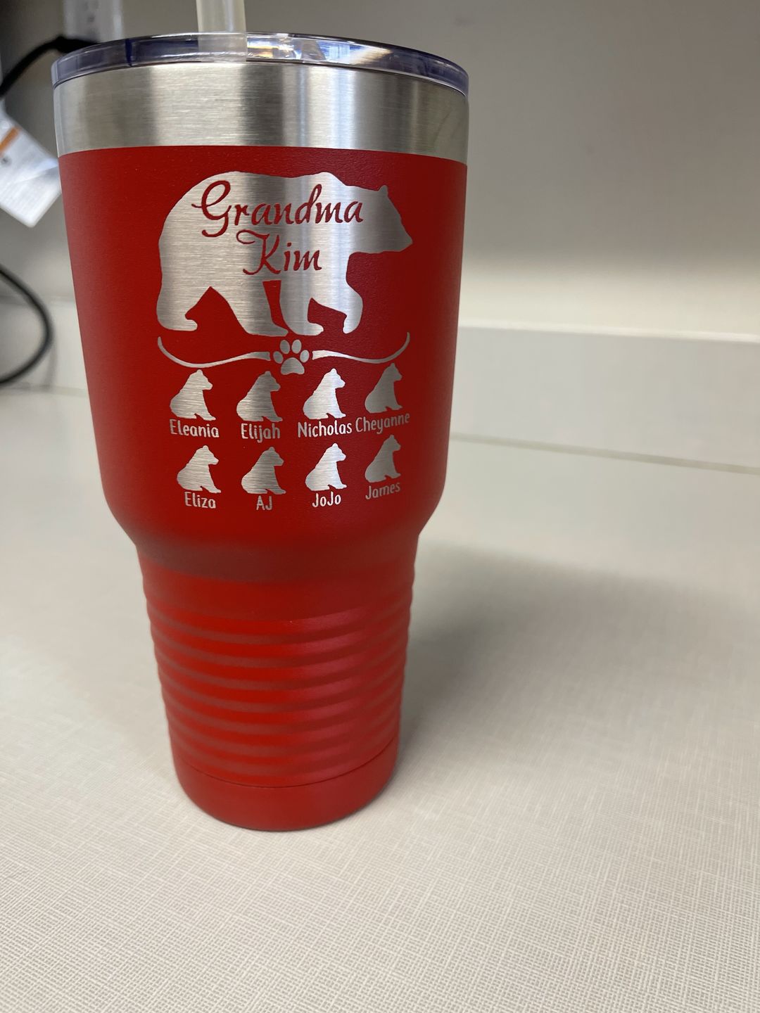 Customer photo review of NEW (CUSTOM) Grandparents Bear Engraved Tumblers